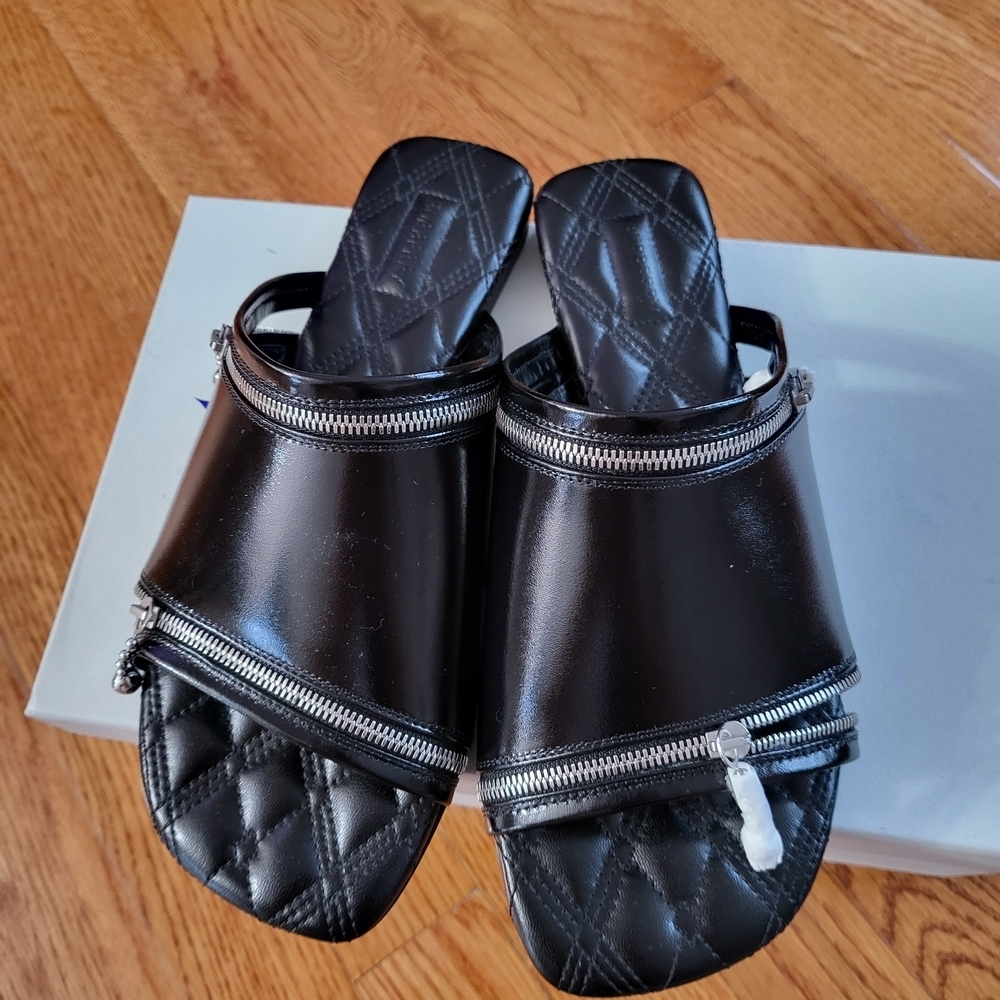 Burberry Black Sandals with Silver Zipper Detail - Picture 3 of 14